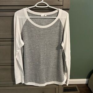 Gap Gray and White Women's Long Sleeve Top